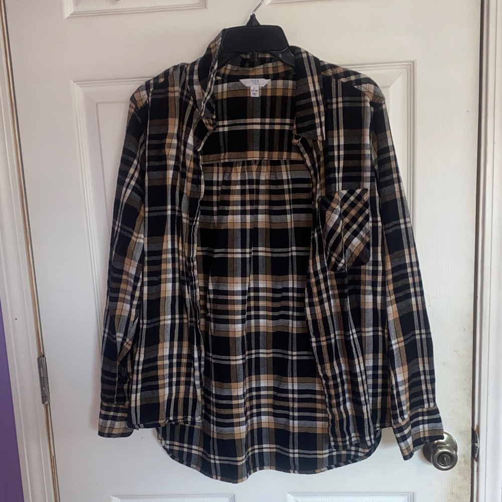 Time and Tru Black and Tan Plaid Jacket